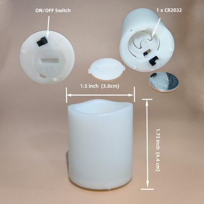 Smallpenglai 12 Pack Flameless Votive Candles Flickering Electric Fake Candles LED Battery Operated Tea Lights for Home Wedding Decor Party Table Halloween Christmas Decorations, White Glow