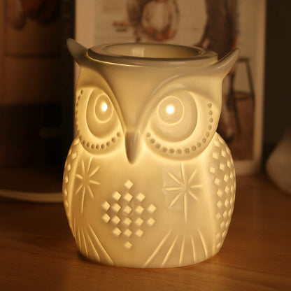 STAR MOON Owl Wax Melt Warmer for Home Décor, Wax Warmer for Wax Melt, Scentsy Wax Warmer, 3D, No Flame, Removable Dish, with One More Bulb (The Owl of Athena)
