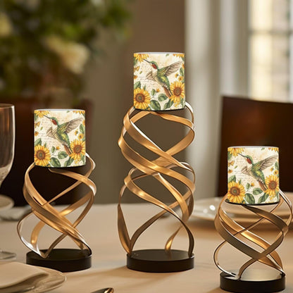 Cozeyat Sunflower Bird Flameless Candles 4 Pack Battery Operated LED Pillar Candles with Remote Control Timer Waterproof for Indoor Outdoor Use
