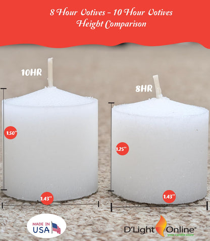 D'light Online Long 10 Hour Burn Time Unscented White Votive Candles - Small Candles for Birthdays, Home Decoration, Restaurants, Synagogues, Churches and Weddings (White, 10 Hour - Set of 288)