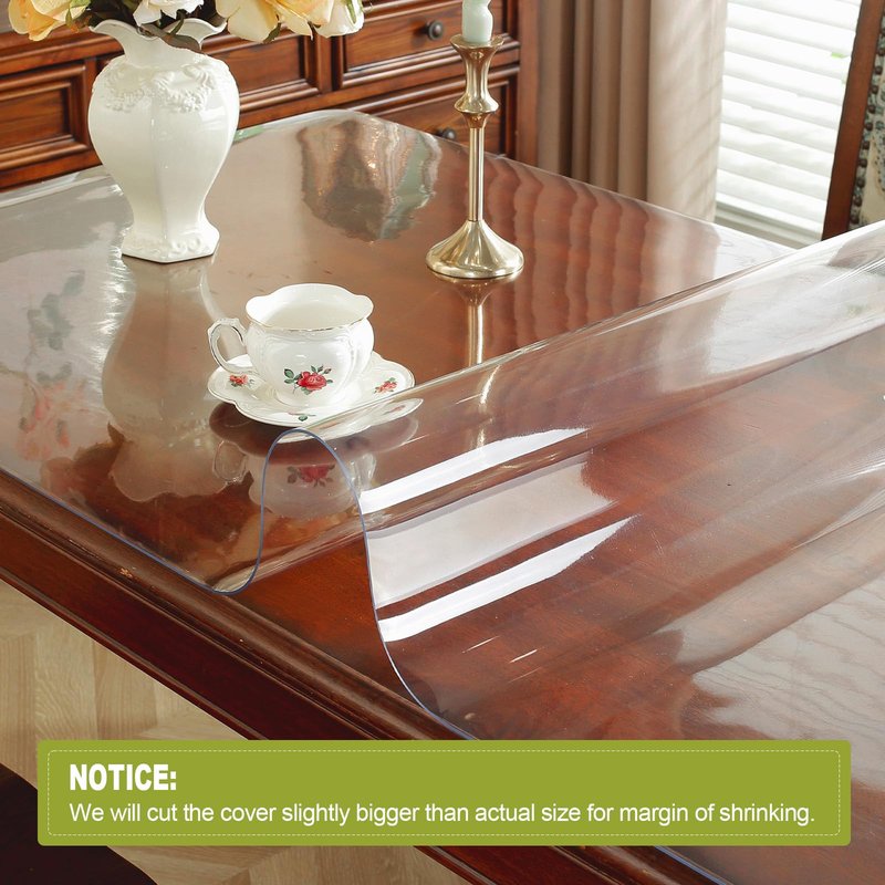 OstepDecor 44 x 72 Inch Clear Table Cover Protector, 2mm Thick Clear Plastic Table Cover, Waterproof Dining Table Protector, PVC Vinyl Desk Mat Pad for Coffee, Dining, Dresser & Nightstand Tops