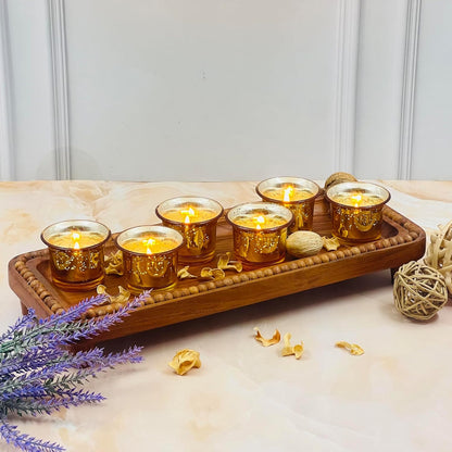 Hosley Set of 24 Metallic Gold Finish Glass Candle Tealight Holders Elevate Your Space with Elegant Decor and Timeless Ambiance