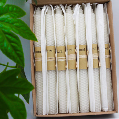 XIANGZHU Set of 14 Beeswax Taper Candles, 9 Inch Smokeless Dripless Unscented Canldes, Beeswax Candle for Home Gift Ideas, White Taper Candles Gift for Family and Friends