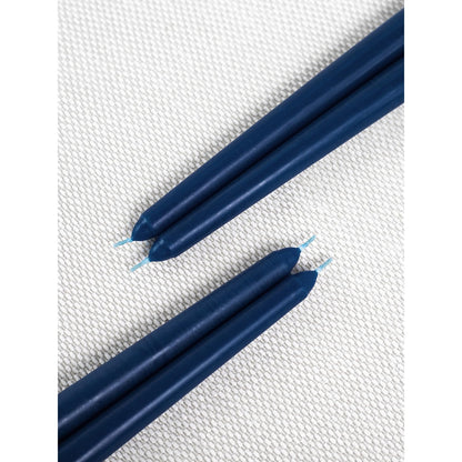 CANDWAX 10 inch Tapered Candles - Set of 12 Dripless Unscented Candlesticks - Perfect for Dinner and Decor Use - Dark Blue