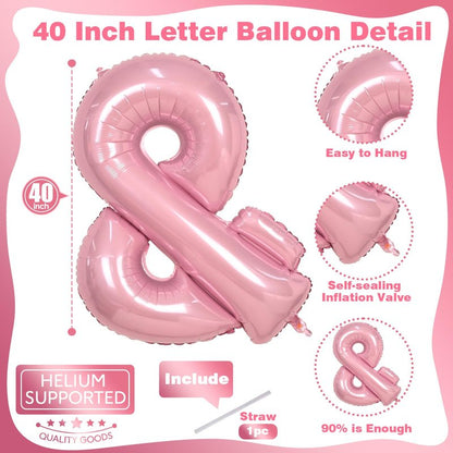 40 Inch Pastel Pink Letter Balloons, Baby Pink Giant Custom Foil Alphabet Balloon &, Mylar Self Inflating light pink Symbol &, Helium Letter & Balloon for Women Girls Birthday Party Decorations