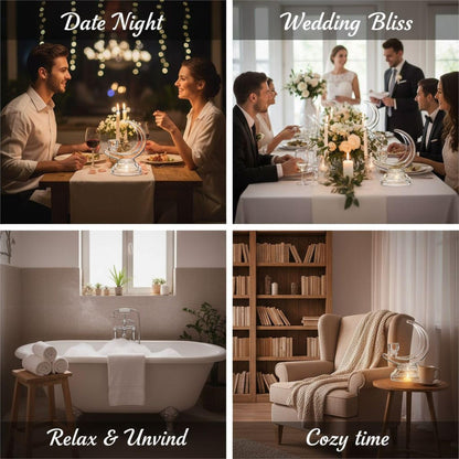 Glass Candle Holder, Moon-Shaped Romantic Stand for Weddings and Dinner Parties, Clear Glass Table Centerpieces, 6.7 in / 17 cm Height, Contemporary Decorative Accent Piece