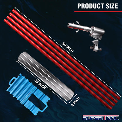 RUPERTOOL Concrete Bull Float Tools Kit, Aluminum Magnesium Alloy Float 48'' x 8", for Concrete Finishing, with Carrying Plastic Tool Box and Belt
