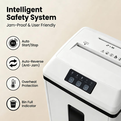 Trishintage Heavy Duty Paper Shredder: 7 Sheets P-7 Ultra Micro-Cut 3/64''*5/64'' Shreds Credit Cards & CDs 30 Min Continuous Run 6-Gallon Bin High-Security Commercial for Home Office Business Bank