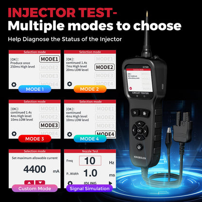 KINGBOLEN ECT600 Automotive Power Circuit Probe Tester with Battery/Relay/Fuel Inject Test, 12-24V Electrical Short/Open Circuit Finder, AC/DC Voltage,Component Activation, Oscilloscope Display,36FT