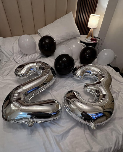 Silver Number 10 Balloon 40 Inch, 10th Birthday Party Decorations for Children, Giant 10 Foil Balloon for Party Supplies