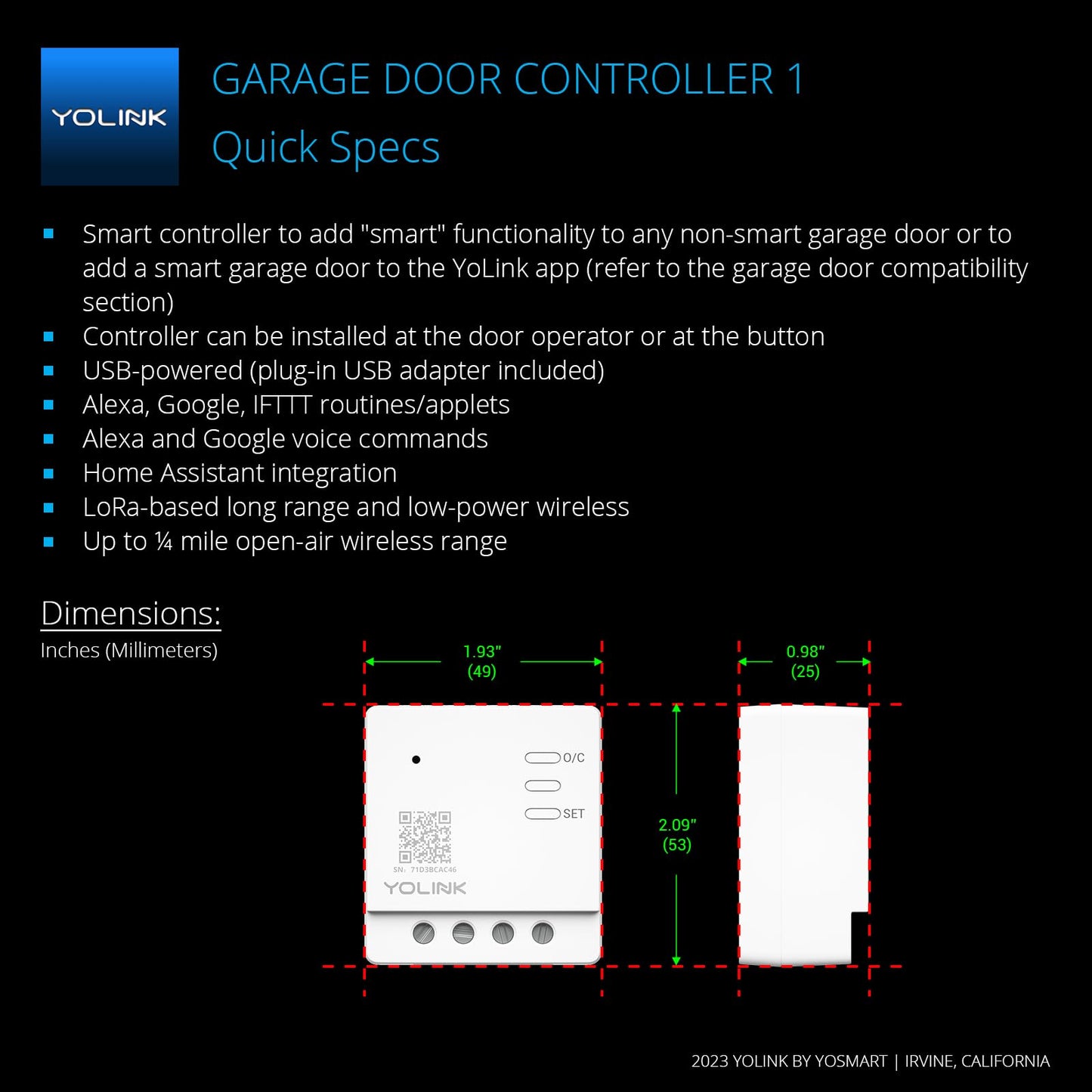 YoLink Smart Garage Door Solution Kit - Convert Any Garage Door to Smart in Seconds! Battery-Powered, No-Wires, No-Tools Super-Easy Installation. Compatible with Alexa & IFTTT