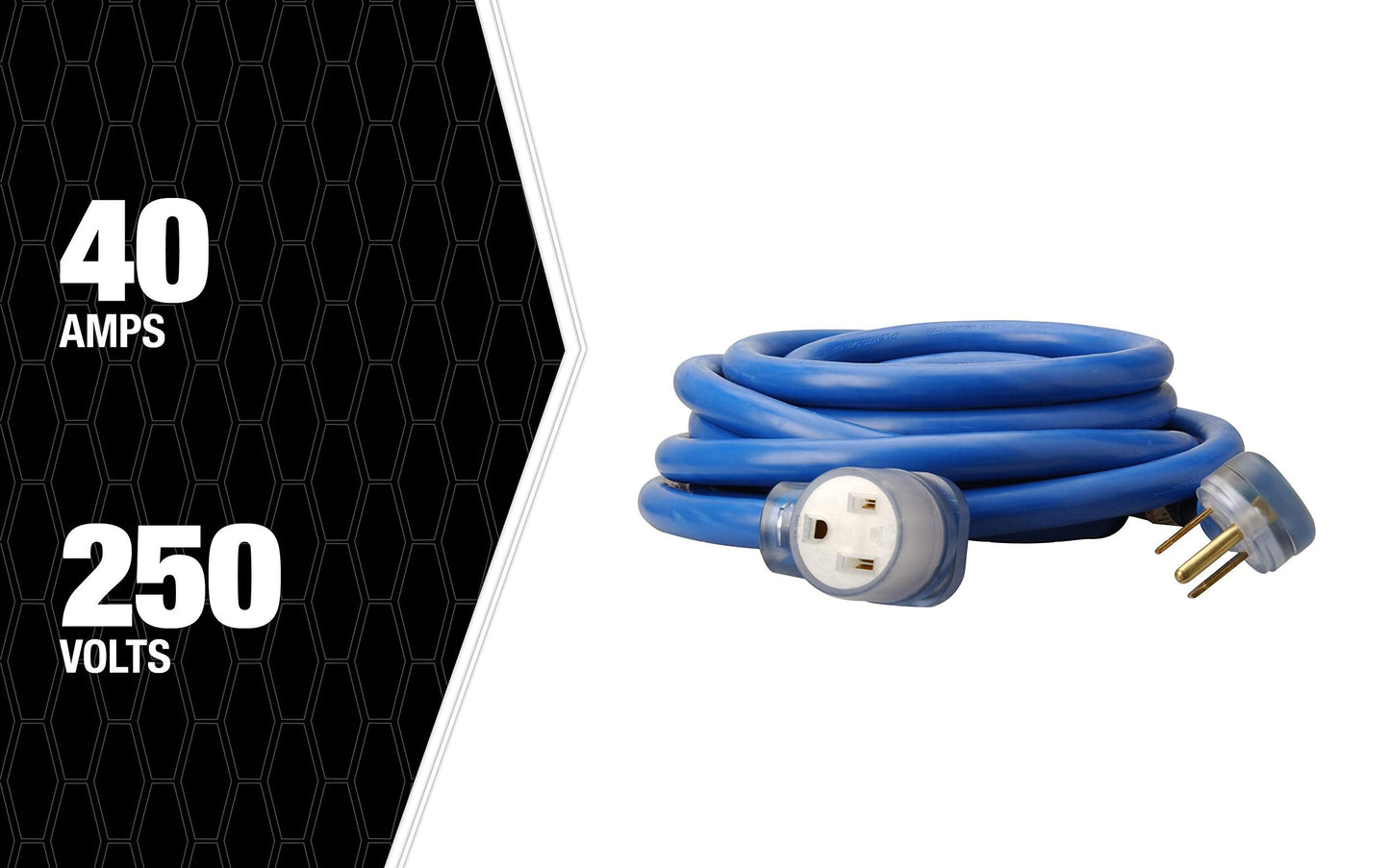 Southwire Welder Extension Cord - Heavy-Duty Power Cable for Industrial Welding Machines - STW Jacket - Molded Ends - Lighted Receptacle - 50-Amp/250-Volt - 50-Feet