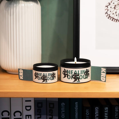 KRD Teakwood Tobacco Candle for Men, 6.4oz Smokey Masculine Scent, 42H Long Burn, Strong Coconut Soy Wax for Study