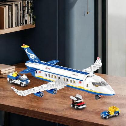 City Passenger Airplane Building Set510 PCS STEM 6 in 1 Airport Passenger Plane Building Block Toy with Baggage Truck Shuttle Bus Christmas Birthday Gifts for Adults Boys Girls Age 6-12+