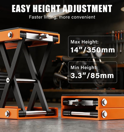 HUGOASIS 500KG Heavy Duty Motorcycle Scissor Lift, 150% Capacity 85mm-350mm Lift Range, Portable Maintenance Lift Table for Motorcycle, ATV, Scooter, Dirt Bike, with Optional Accessories