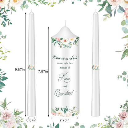 Layhit 3 Pack Unity Candles with Glass Holder for Wedding Ceremony Wedding Unity Taper Candles Religious Ceremony Accessories Marriage Decor for Newly Couple Anniversary Church Events Gifts