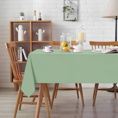 PUSAEN 4 Pack Sage Green Plastic Table Cloth Disposable Rectangle Tablecloth 54 x 108 Inch, Sage Green Plastic Table Covers for Birthday Wedding Banquet Picnic Holiday Party Decorations