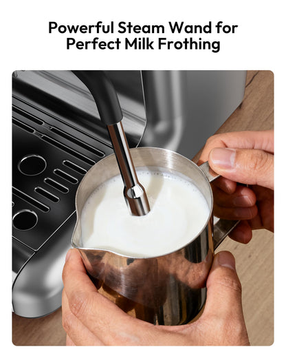 EUHOMY Espresso Machine with Grinder, 20 Bar Coffee Maker with Milk Frother Steam Wand, Professional Expresso Coffee Machines with Removable Water Tank, Latte & Cappuccino Machine for Home Barista