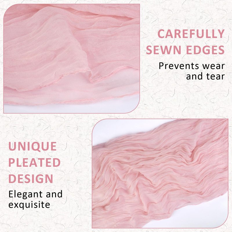 Dusty Pink Cheesecloth Table Runner, 10 FT Boho Rustic Cheese Cloth Gauze, 35x120 Inches Centerpieces Decor for Wedding Spring Easter Baby Bridal Shower Party Decoration, 1 Pack