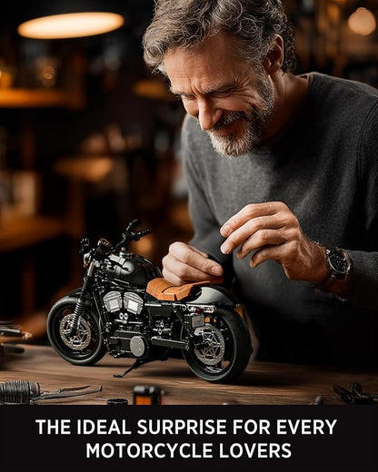 Nifeliz Iron 83 Motorcycle Model Set for Adults Classic Cruiser Bike Building Set with Realistic Details Collectible Display Model and Gift for Motorcycle Enthusiasts (827 PCS NF10342)