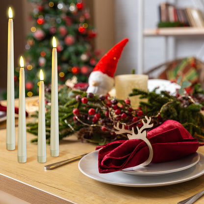 Rossesay 64 Pcs Wedding Flameless LED Taper Candles Battery Operated Candles 4 Sizes of 8.5'', 9.65'', 10.83'', 12.8'' Candlesticks Flickering for Halloween Christmas Church Wedding(Ivory White)
