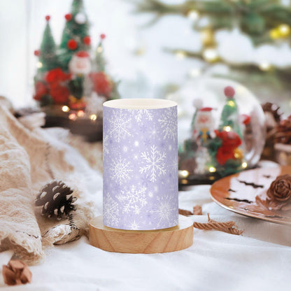 ALAZA Gray White Winter Snowflakes Christmas Flickering Flameless Candles Battery Operated with Remote Timer,Tea Light Candles LED Pillar Votive Candles Set of 2 for Outdoor Indoor Decorations