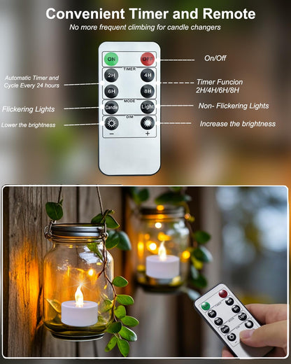 Remote Flameless led tea lights candles with timer,400+ Hours Battery Life,Realistic Flickering Flameless Votive Candles,Safe Decorative for Halloween Christmas/Wedding/Home Decor (Warm White 12 Pack)