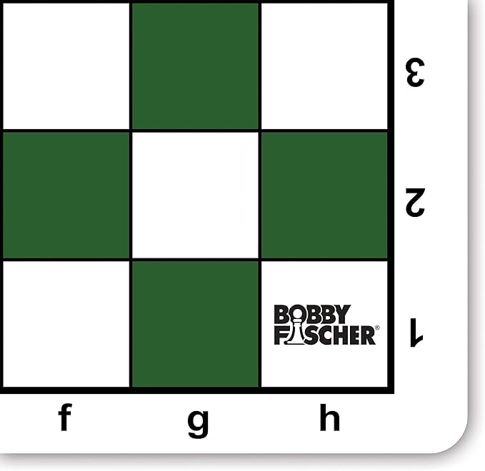 Bobby Fischer Tournament Roll Up Travel Chess Board - 20 inches - Mousepad Style with Green Squares by WE Games