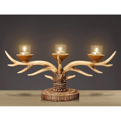XILIN-1987 Candle Holderss European Style Resin Candle Holders A Candlestick That Can Display 3 Pillar Candles for Fireplace, Living or Dining Room Table, Gifts for Wedding Decorative Candlestick