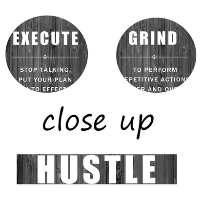 Inspirational Wall Art Execute Grind Hustle Motivational Poster 3 Pieces Canvas Prints Artwork for Living Room Modern Home Decor Painting Pictures Stretched and Framed Ready to Hang [72''Wx 36''H]