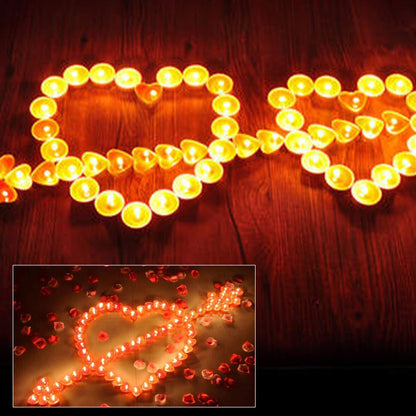 50Pack Heart Shaped Tealight Candles(25x2 Layers),Romantic Love Unscented Tea Lights Candles,Dripless & Long Lasting Smokeless Mini Tealight Candles for Romantic Decor,Pool,Home,Wedding (Pink)