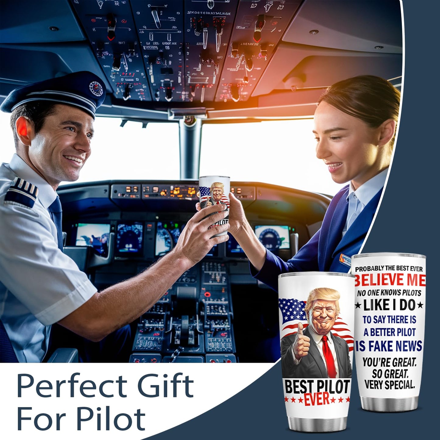 20 oz Tumbler Aviation Gifts | Pilot Accessories for Men, Husband, Boyfriend, Son - Birthday, Christmas, Retirement