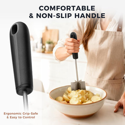 304 Stainless Steel Meat Chopper & Masher, Coinicxcel 10 Inch Heat Resistant Ground Beef Chopper Tool with 6 Curve Blades & Ergonomic Non-Slip Handle, Heavy-Duty Hamburger Smasher Tool Dishwasher Safe