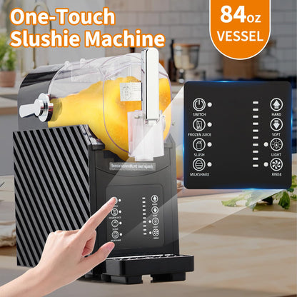 SierraSquad 84oz (2.5L) Slushie Machine with 3 Preset Modes - Frozen Drink Maker for Slush, Frappe & Milkshake, LED Display, Auto-Clean & One-Touch Dispensing for Home & Party Use