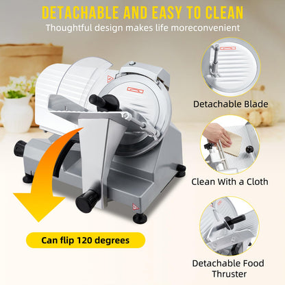 10-Inch Fully-Automatic Commercial Meat Slicer,Meat Slicer Machine for Home Kitchen,240W Dual Motor,Stainless Steel,0-12mm Adjustable Thickness,Electric Deli Food Slicer for Home & Commercial Use