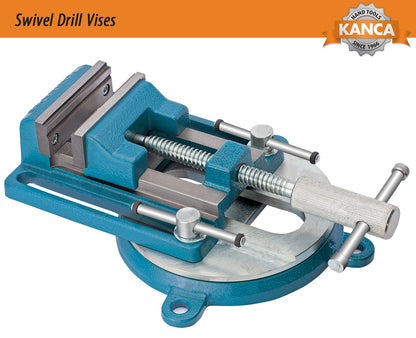 KANCA- SDRL-100, Swivel Drill Press Vise With 360° Swivel Base, 4 INCH,Preferred by Craftsman and Machinist for Drilling,Reaming Tapping Operations, Home Improvement,Woodworking, Blue Colour