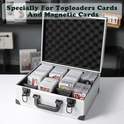 Toploaders Storage Box for 3 x 4 35pt Rigid Cards Trading &amp Sports Cards Graded &amp Rating Cards with 7 DIY Sponge Partitions (Holds 600+ Toploaders M600-Silver)