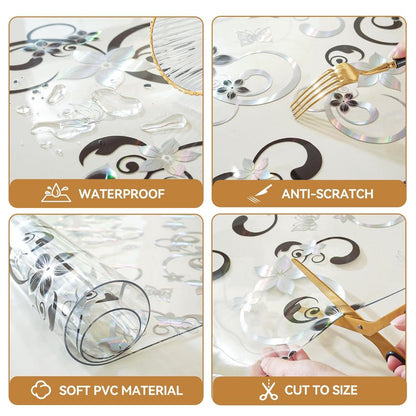 LovePads Floral Clear Table Cover Protector - 40 x 66 Inch Thick Plastic Table Cloth, Waterproof PVC Desk Mat for Dining Room Table, Wood Furniture Topper, Anti-Scratch Desk Pad for Kids Writing,