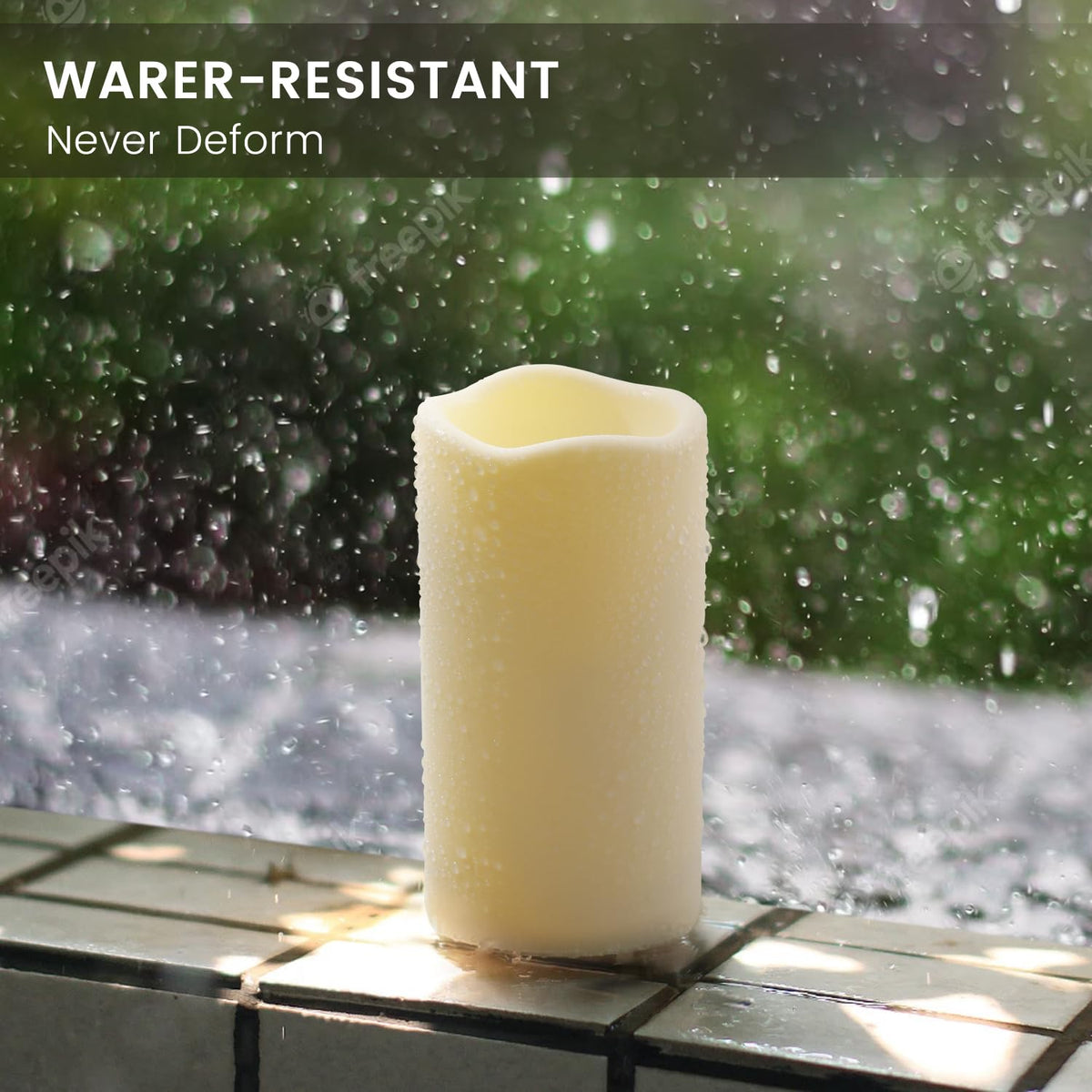 12PACK Waterproof Flameless Candles with Remote Control Candle, Battery Operated Flickering LED Pillar Candle Plastic,Large Size(D3 x H5.5) for Outdoor/Indoor Decoration Wedding, Party, Birthday