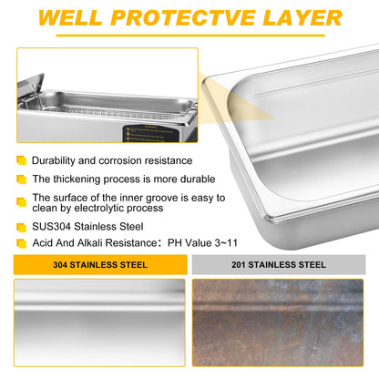 EIWEI 3L Ultrasonic Cleaner Professional Power-Adjustable Knob Jewelry Cleaning Machine with Heater Timer for Carburetor, Jewelry, Glasses, Dentures, Circuit Boards, Automotive Parts