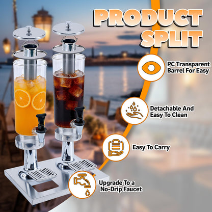 VAKUKK 2-Gallon Drink Dispenser with Stainless Steel Drip Tray - Party Beverage Juice Lemonade Iced Tea Water Dispenser for Church Events, Catering, Family Gatherings & Outdoor (SILVER)