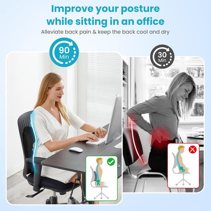 AIHOMED Lumbar Support Pillow Office Chair Car Back Pillow, Ergonomic Lower Back Pain Relief Breathable Air Fiber Cushion for Long Sitting Worker Driver & Handicapped, Adjustable Strap (Dark Grey)