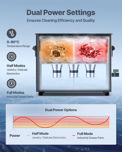 VEVOR 6L Ultrasonic Cleaner, Professional Ultrasonic Cleaner Machine with Knob Control, Stainless Steel Cleaning Machine with Basket and Cleaning Ball, for Watches, Razors, Jewelry, Coins and More