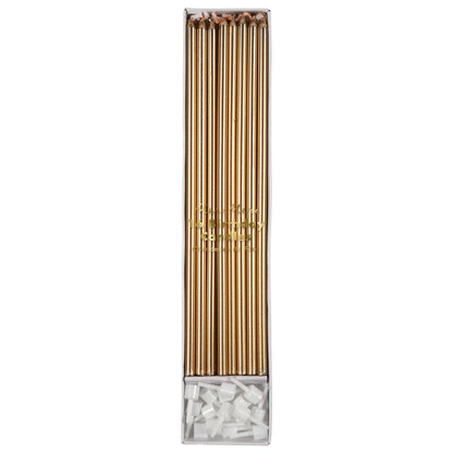 Meri Meri Long Birthday Candles for Cake (Pack of 16), 8.75" Tall Unscented Candles