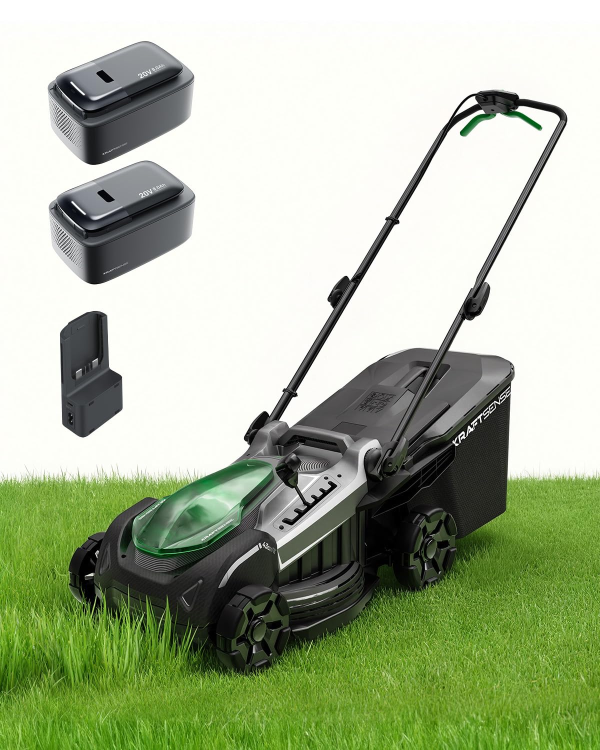 18" Electric Lawn Mower, 40V Cordless Lawn Mower with 2x8.0Ah Batteries & Charger, Brushless Motor, 2-in-1 Mulching & Bagging, 6-Position Height Adjustment, for Medium Yards