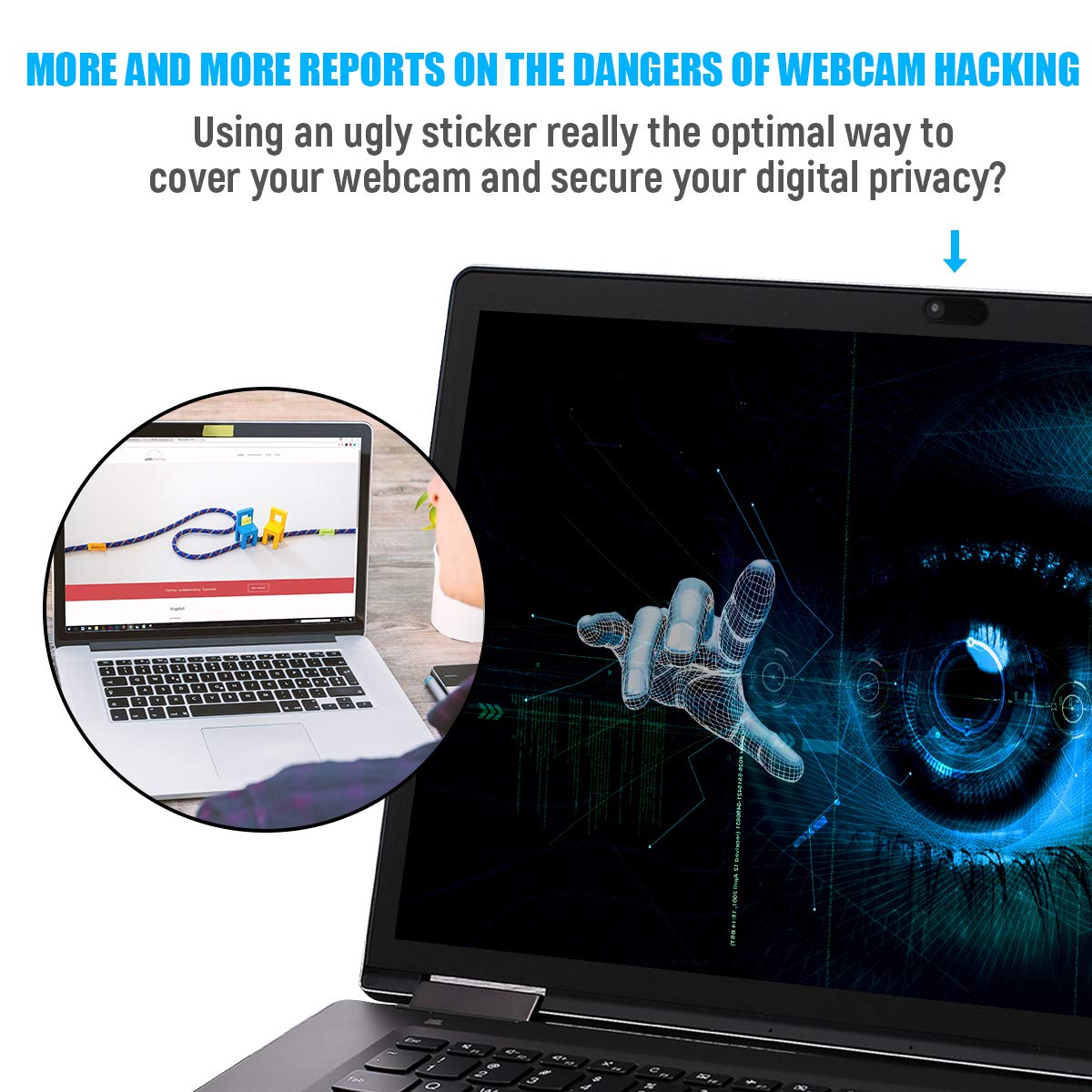 Webcam Cover Slide, 0.028-Inch Ultra-Thin Camera Blocker for MacBook, iMac, Laptop PC, Desktop, iPad, iPhone, Smartphone, Web Cam Privacy Cover Protect Visual Privacy&Security (Black/White/Red-3 Pack)