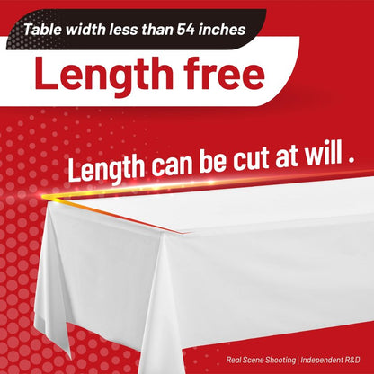 Airbin Plastic Table Cloth, 310 Ft X 54 in Disposable Tablecloth White Plastic Tablecloth with Any Cut Sliding Cutters Premium Table Cover Roll for Picnics, Parties, Birthdays, Weddings