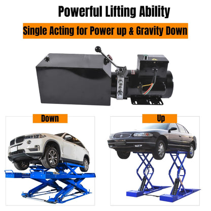 3.5 Gal/14 Quart Hydraulic Power Unit, 2.2kw 220V Single-Acting Hydraulic Pump for Car Lift, 2950 PSI Max Relief Pressure, Replacement for Dump Trailers and Lifting Platforms Mixizap