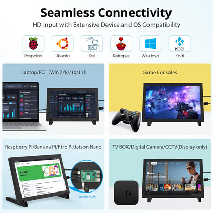 ELECROW 8 Inch Touchscreen Monitor, 1280x800 IPS LCD HD Display with Stand, Portable Capacitive Touch Screen Compatible for Raspberry Pi 3/4/5, Win 11/10/8/7, Jetson Nano, laptops, Game Consoles