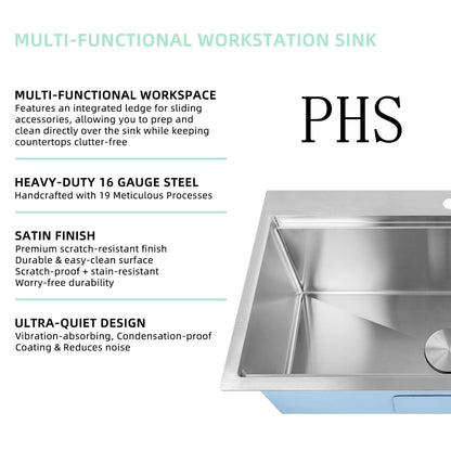 32 inch Workstation 32 * 19 Single Bowl
